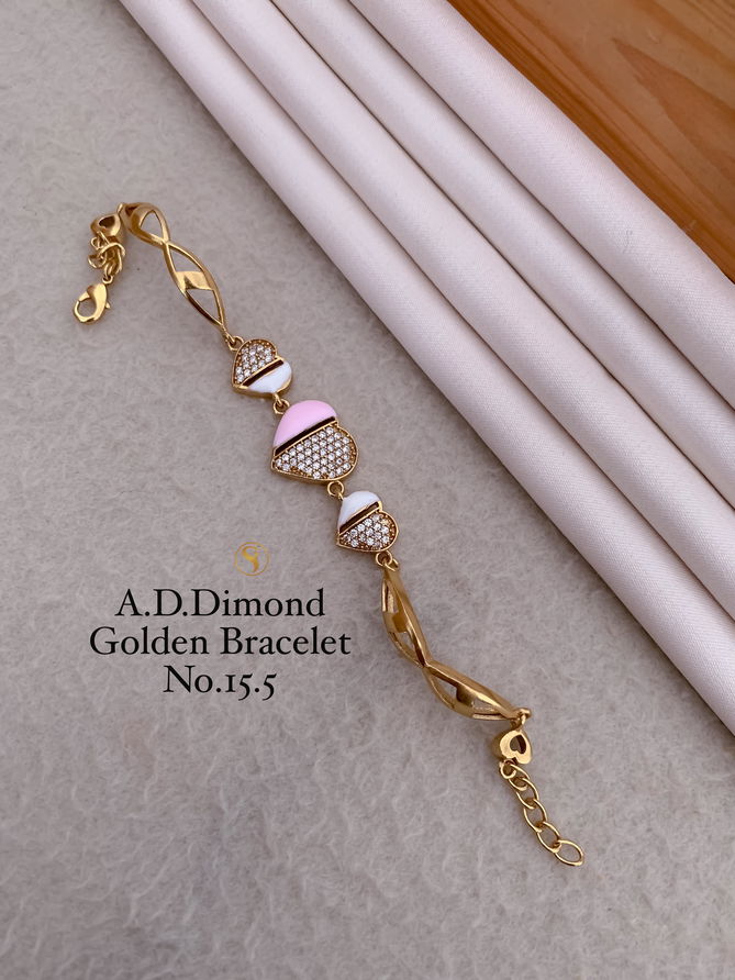 6 AD Designer Diamond Golden Fancy Bracelets Wholesale Price In Surat
